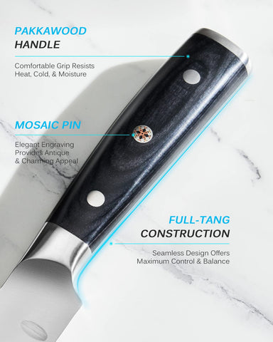 KYOKU full-tang knife with pakkawood handle and mosaic pin