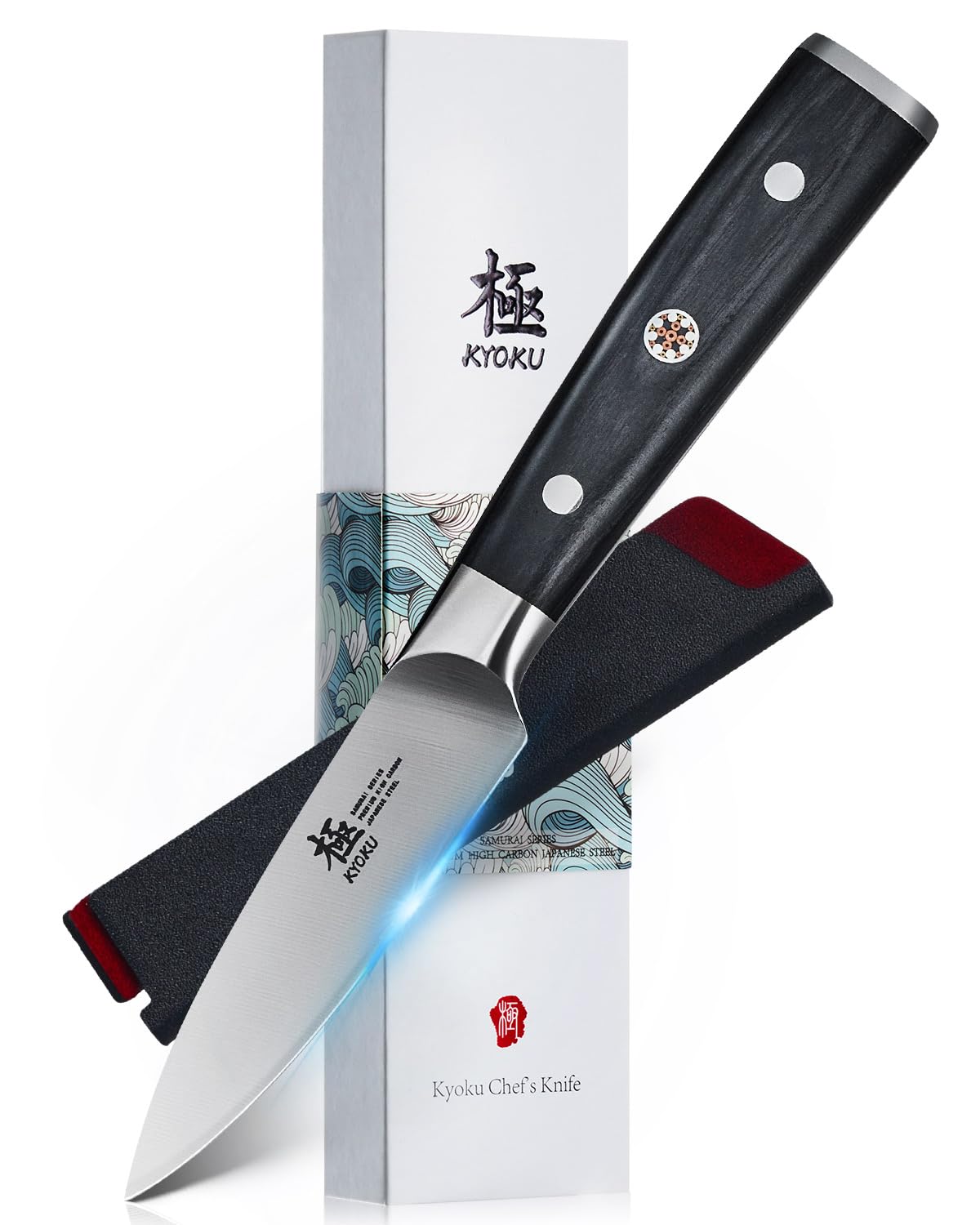 KYOKU Samurai 3.5in paring knife blade for precise peeling and trimming.