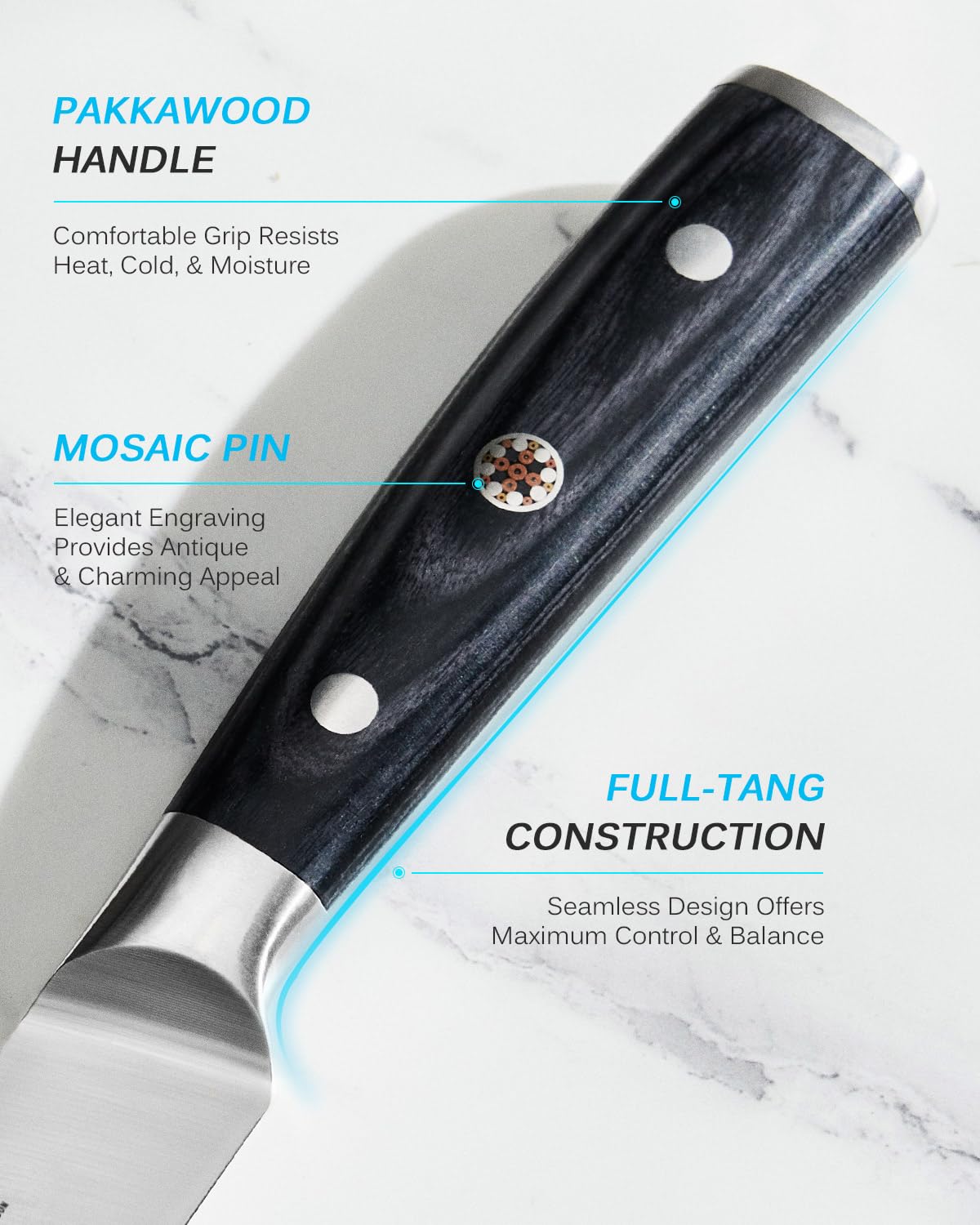 KYOKU Samurai knife with protective sheath to keep blade clean