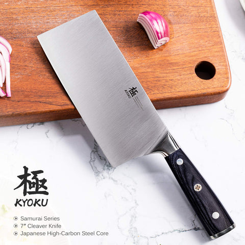 KYOKU Samurai pakkawood handle with mosaic pin provides durable grip.