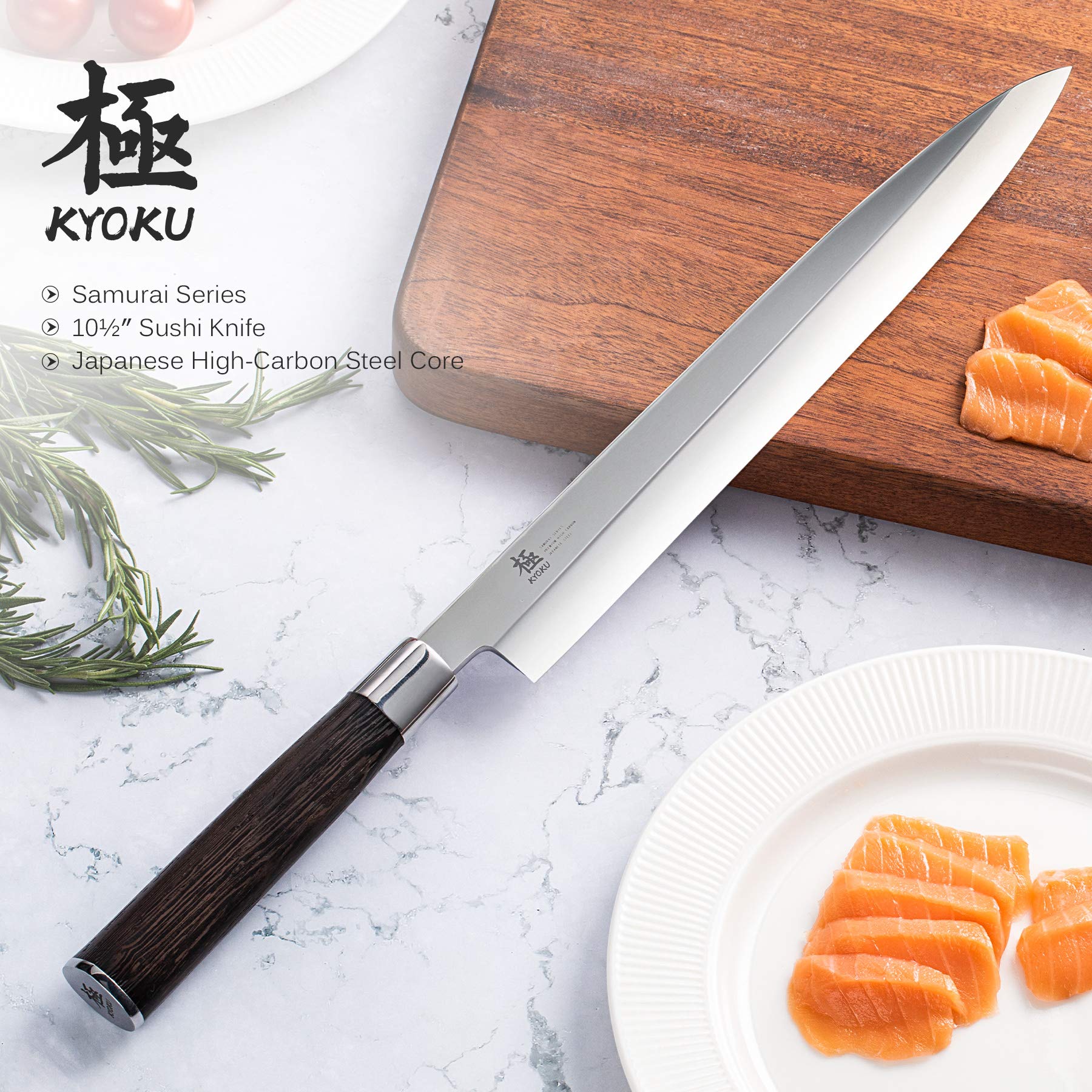 KYOKU Samurai wenge wood handle close-up showcasing authentic grip and balance.