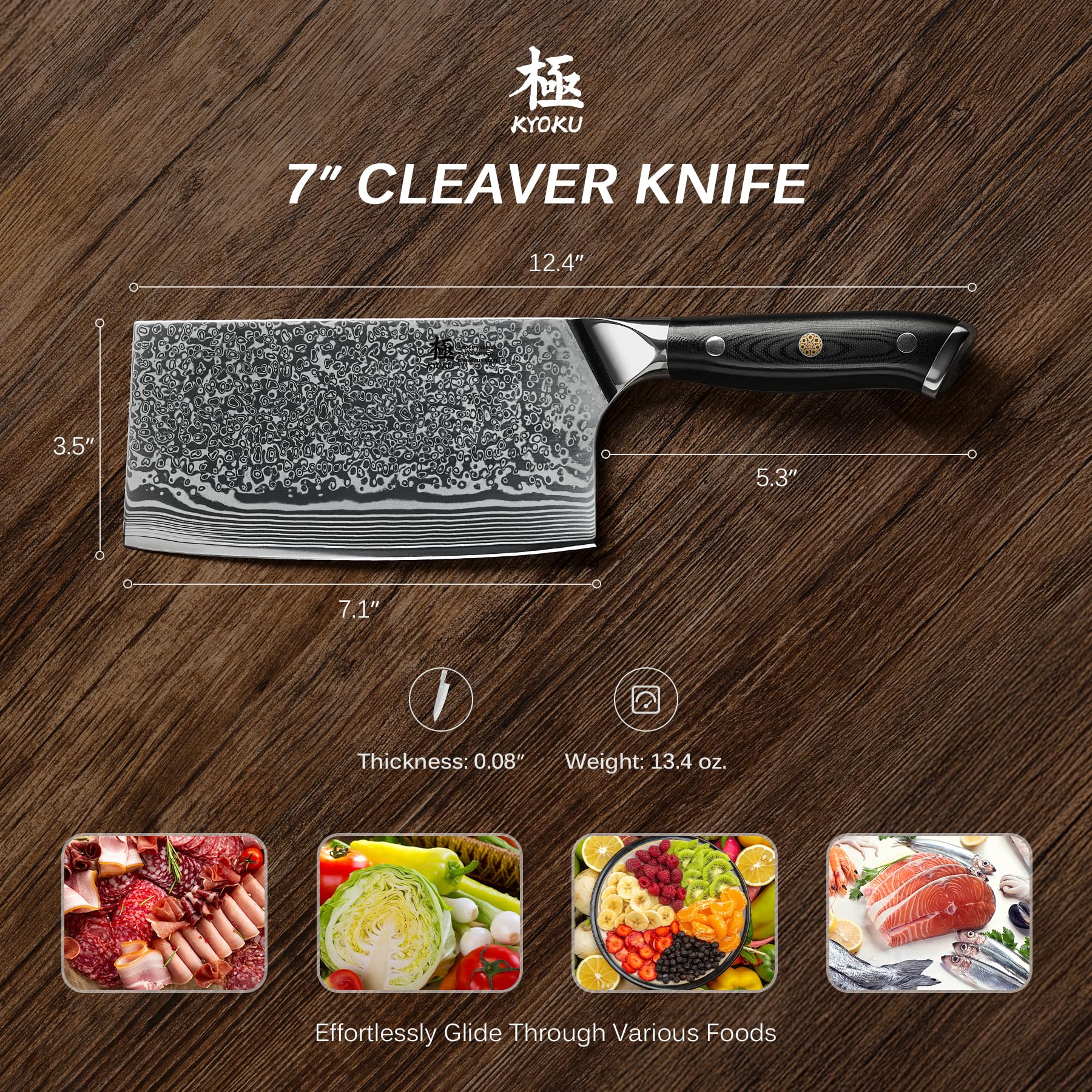 Honbazuke sharpened edge on KYOKU Shogun cleaver for crisp cuts