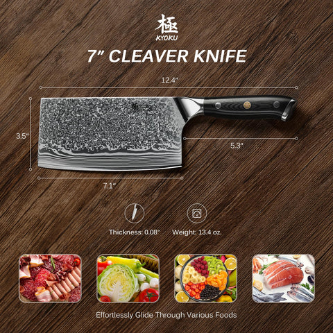 Honbazuke sharpened edge on KYOKU Shogun cleaver for crisp cuts