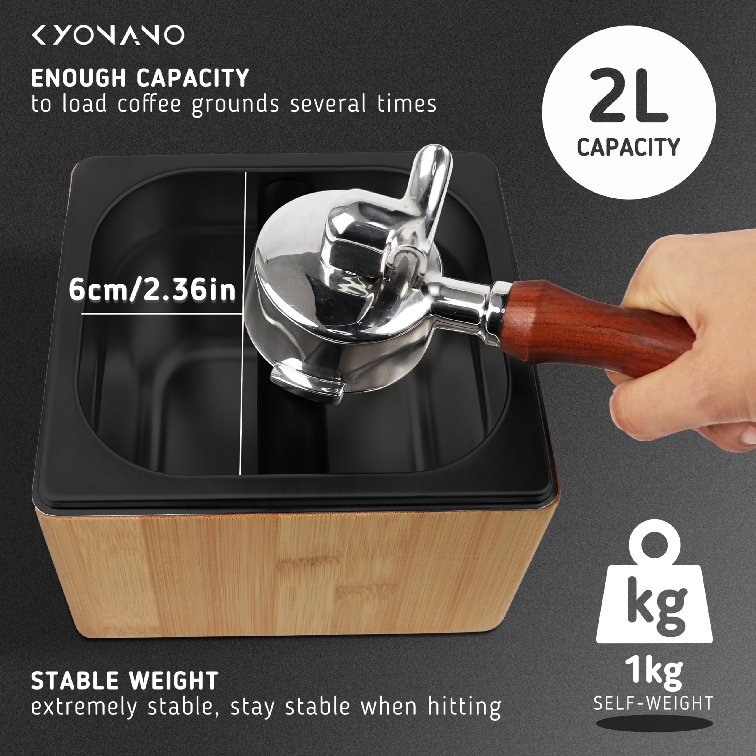 KYONANO acacia wood and stainless steel design blends warmth with durability.