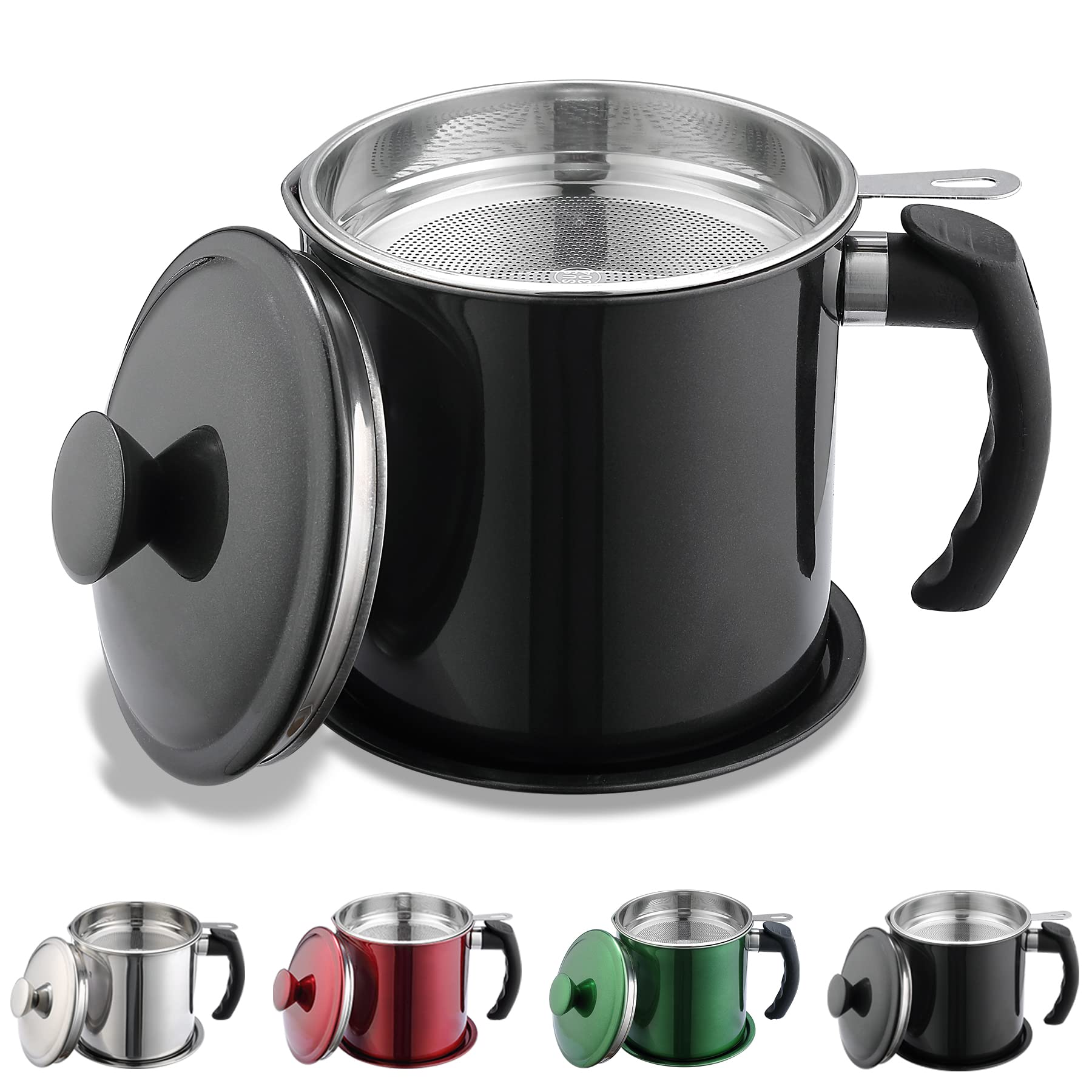 Kyraton black grease container with strainer for clean oil reuse