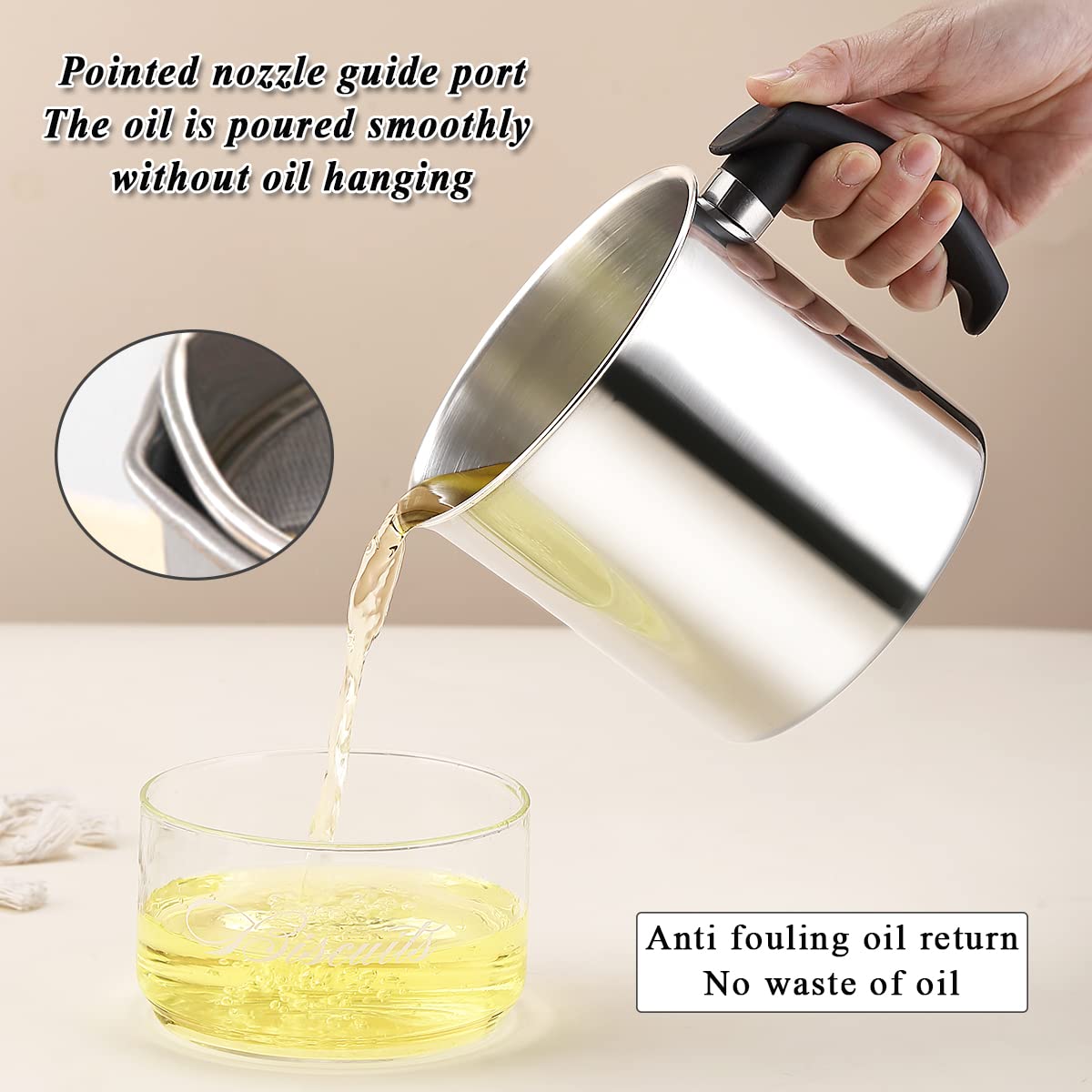 Kyraton dishwasher-safe grease container for easy cleanup.