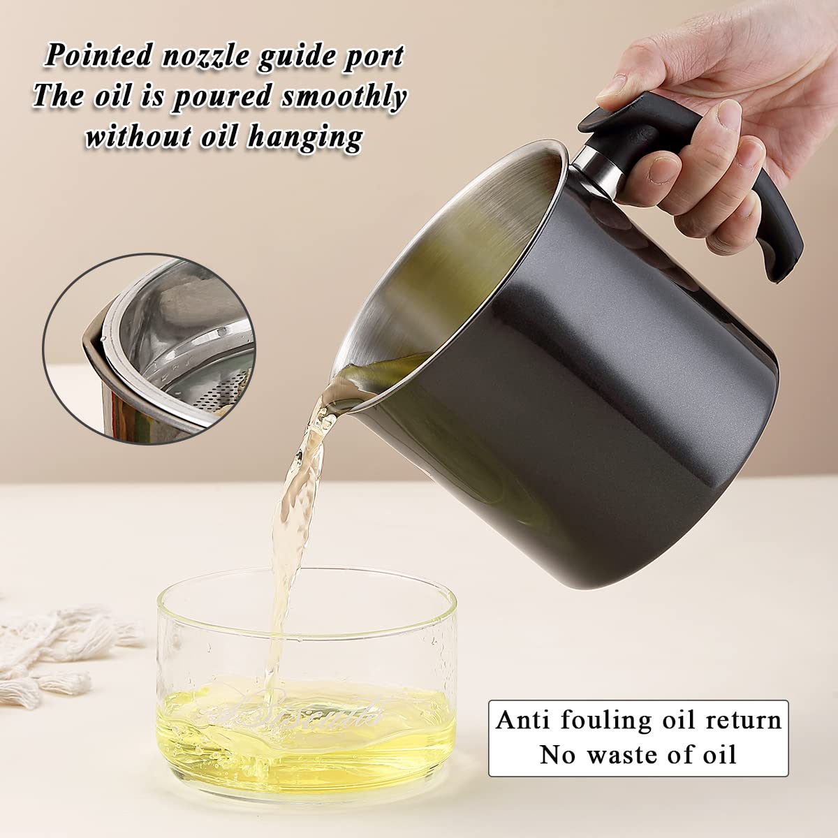 Kyraton easy grip handle oil container for comfortable pouring