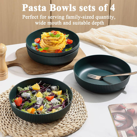 Kyraton bowls holding pasta close-up; deep capacity for generous servings.