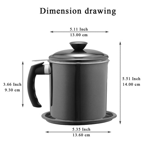 Kyraton stainless steel oil container 48oz keeps frying oil organized