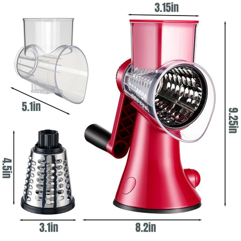 KYZ rotary cheese grater rust-proof stainless steel and durable build.