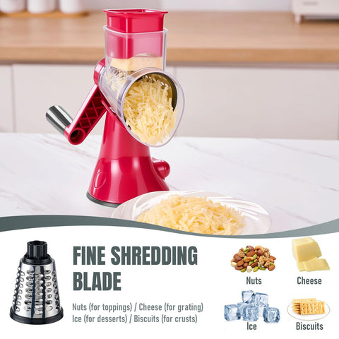 KYZ rotary cheese grater strong suction base stabilizes on counters.