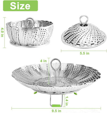 KZNXCVI steamer basket used with Instant Pot for vegetables and seafood signaling flexibility.