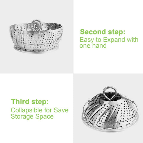 KZNXCVI multi-function rack doubles as cooling rack after steaming for cleanup efficiency.