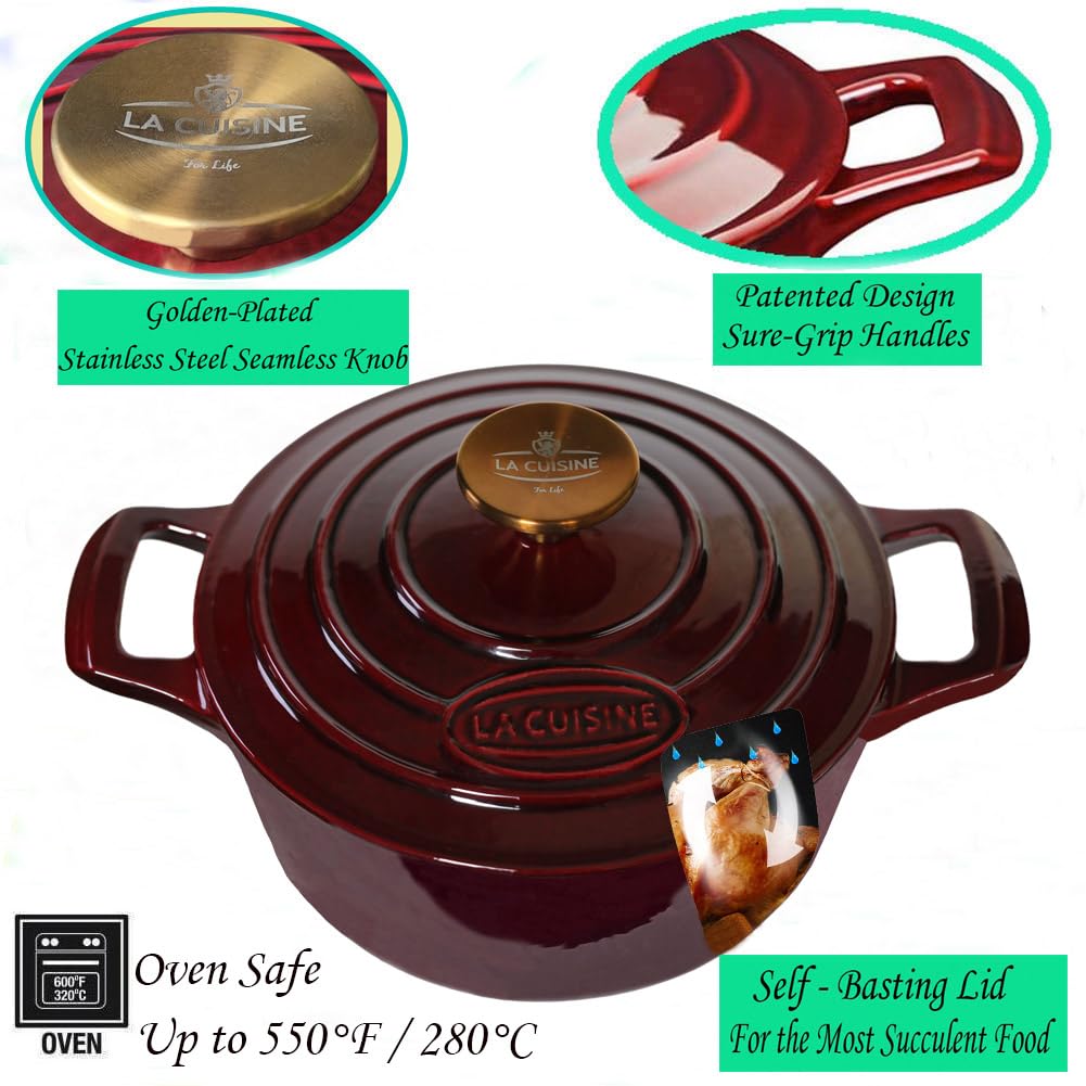 La Cuisine for Life internal matte black enamel supports browning and easy cleanup