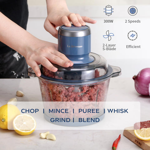 La Reveuse Food Processor showing 2-speed pulse controls for texture precision