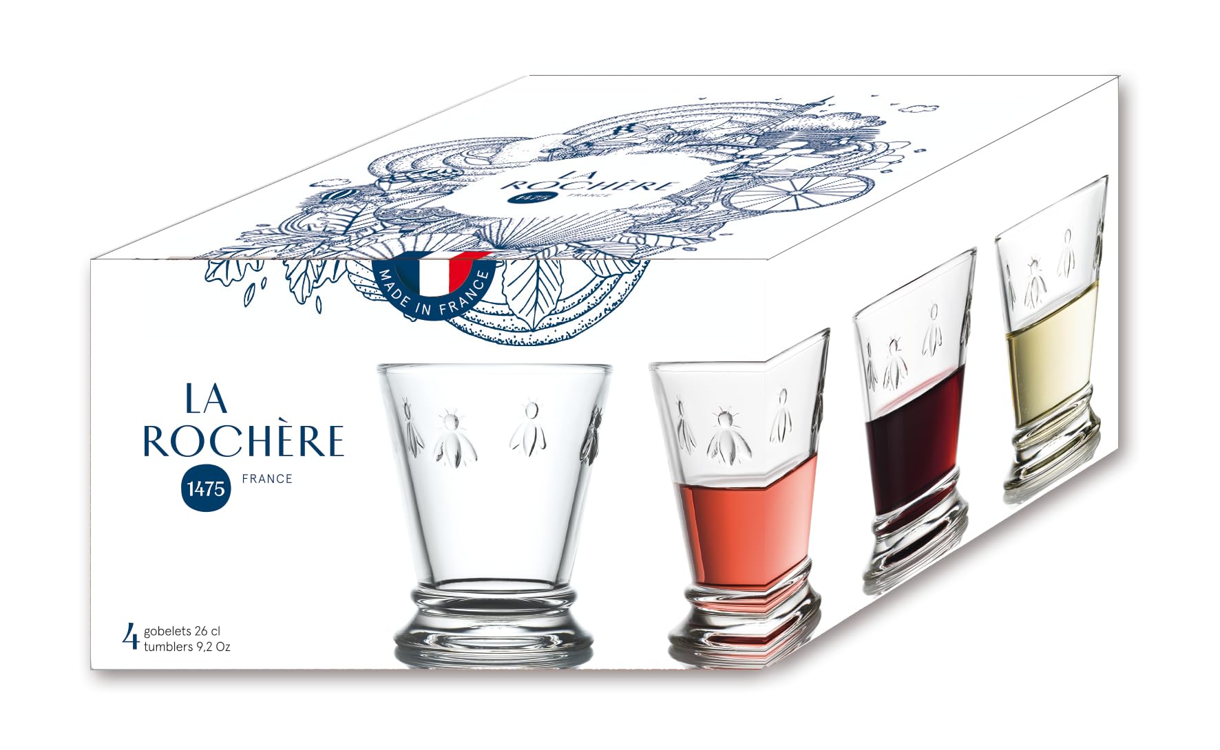 Royal table setting featuring La Rochere Napoleon Bee tumblers.