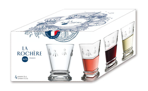 Royal table setting featuring La Rochere Napoleon Bee tumblers.