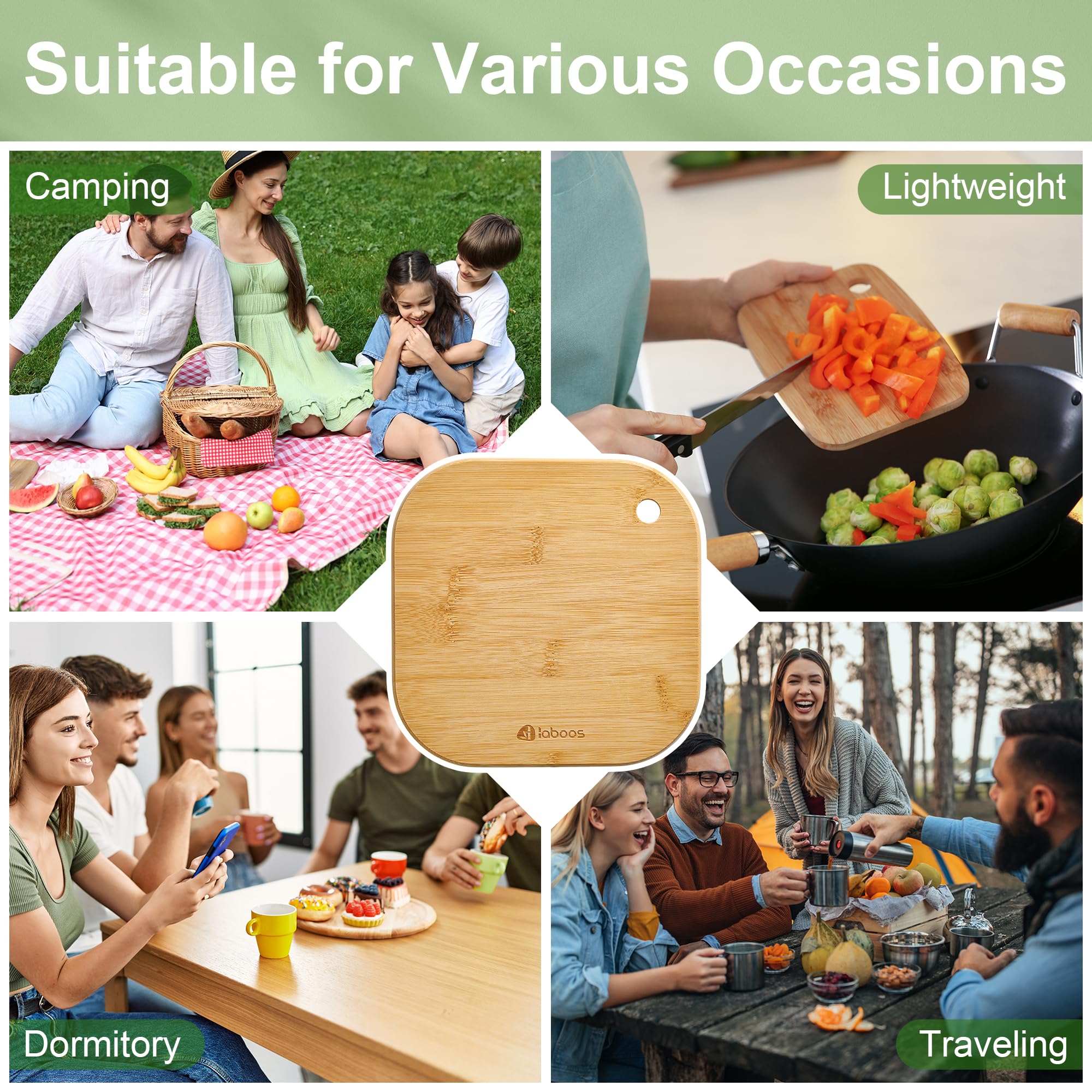 Laboos cutting board ideal for fruits, small breads, and cheese.