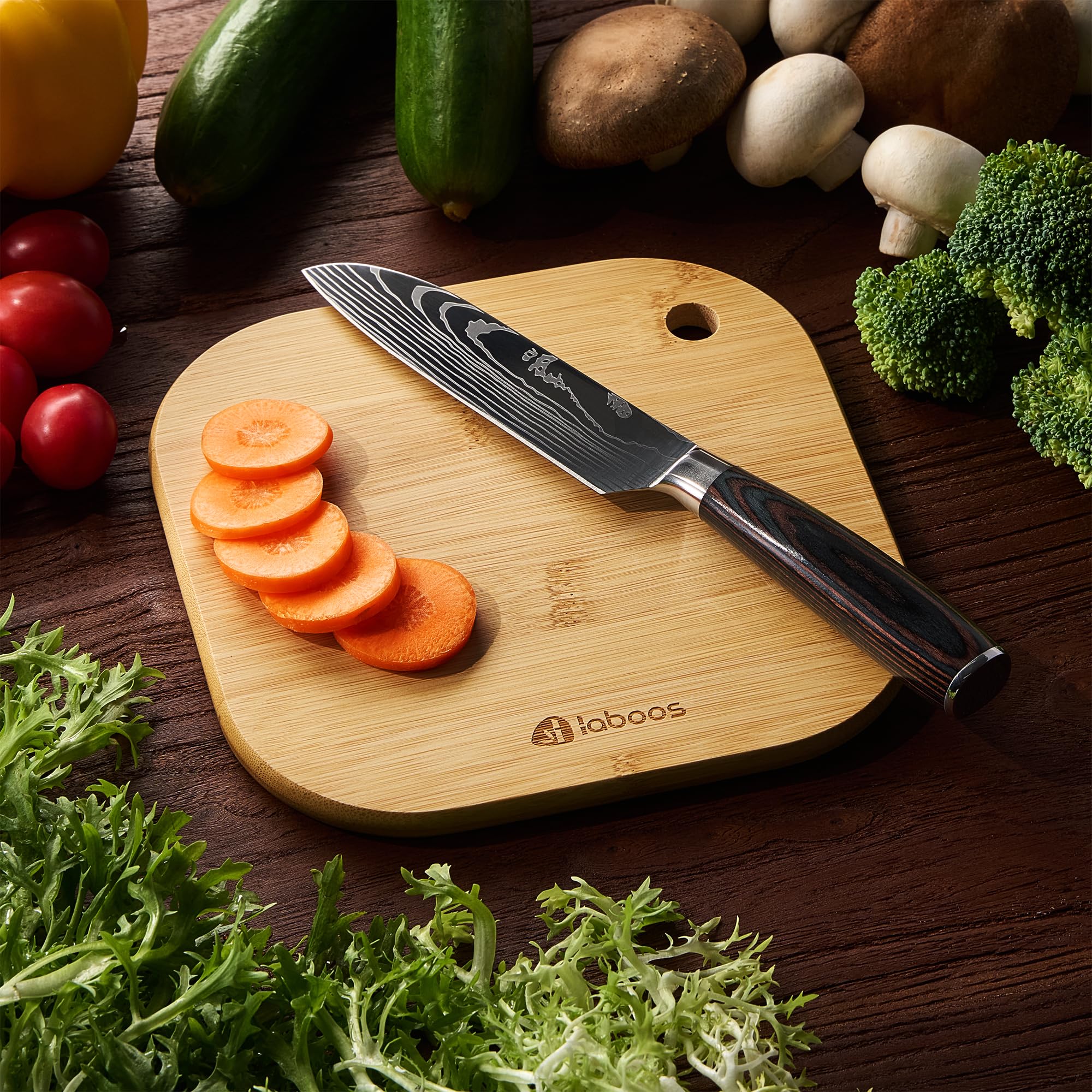 Laboos two-piece cutting board set offers versatile, affordable meal prep.