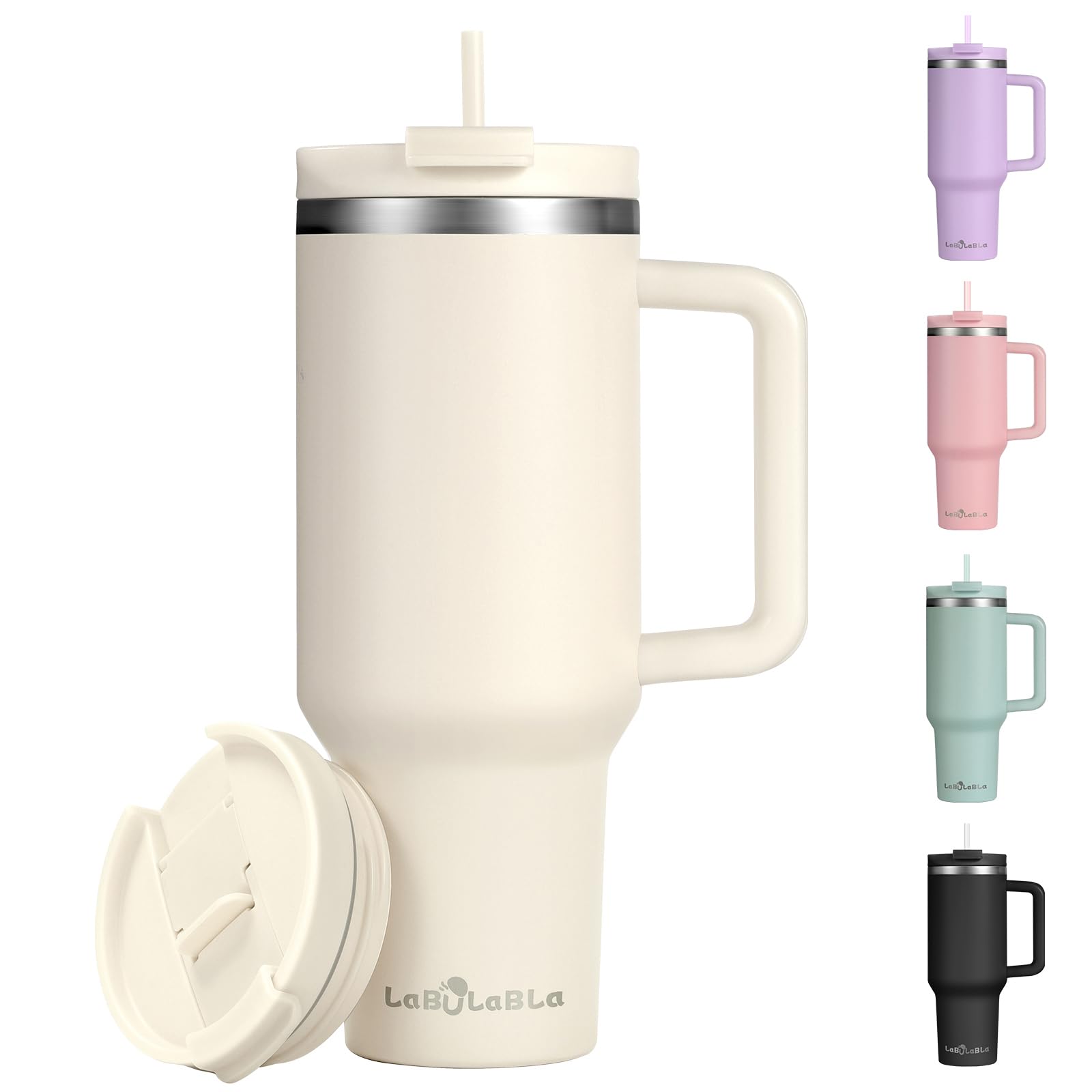 Labulabla 40oz tumbler with beige handle for everyday on-the-go hydration.