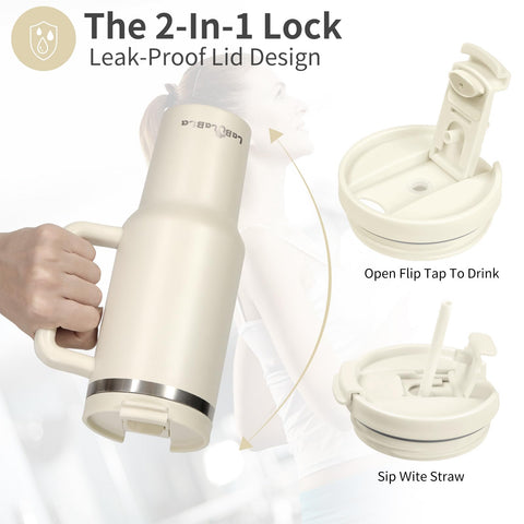 Labulabla 40oz tumbler with leak-proof lid and straw for versatile sipping.