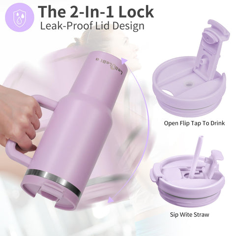 Labulabla leak-proof lid with double straw prevents spills on the go.