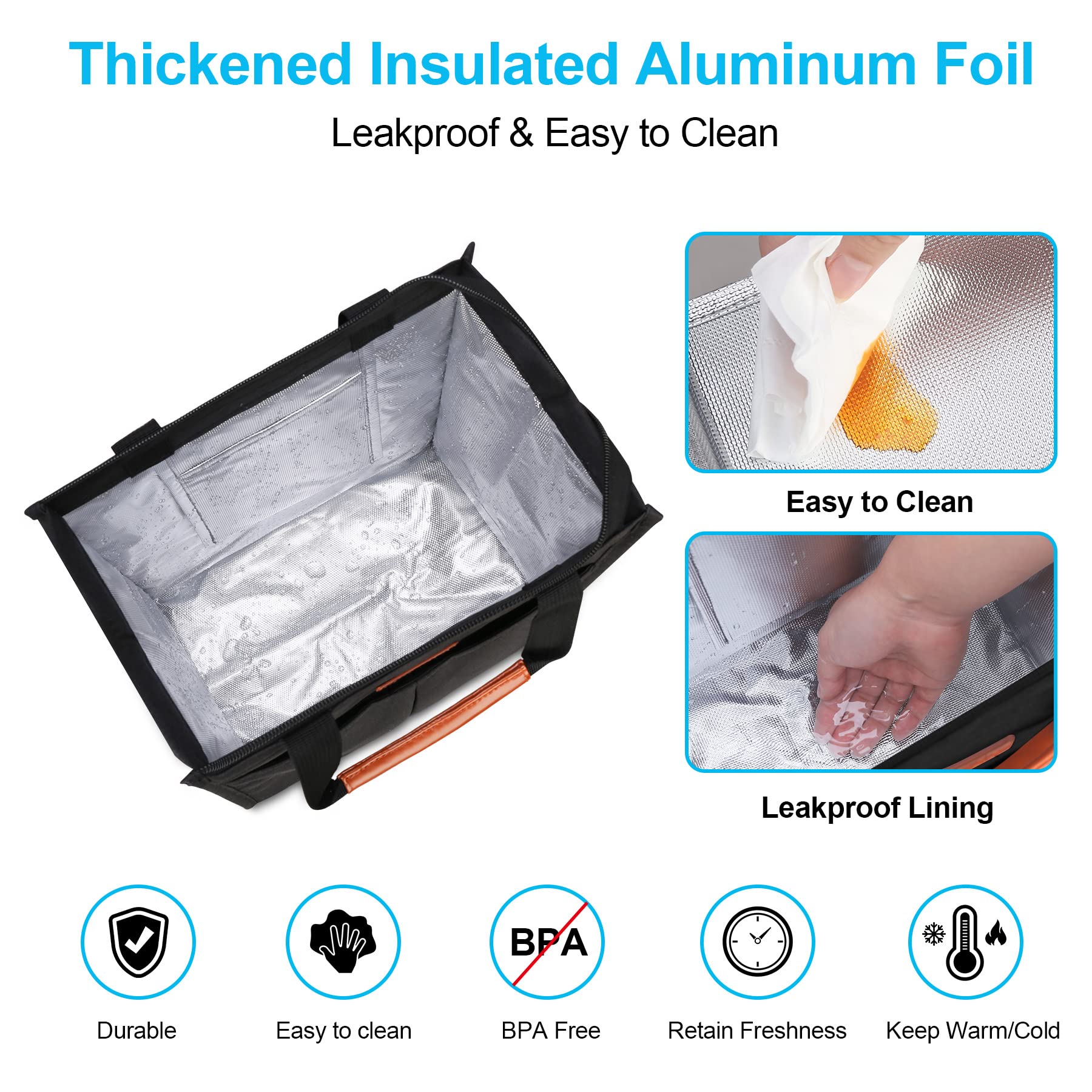 Lacdo lunch bag front-pocket-organization keeps utensils and keys sorted