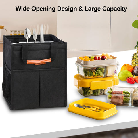 Lacdo lunch bag padded-handle for comfortable daily carry