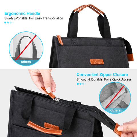 Lacdo lunch bag waterproof-oxford-black protects contents from spills