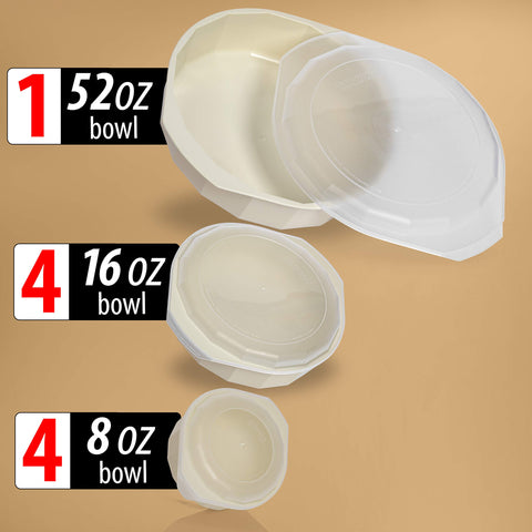 LaCuisine 18pc set with four 14oz covered bowls for family portions