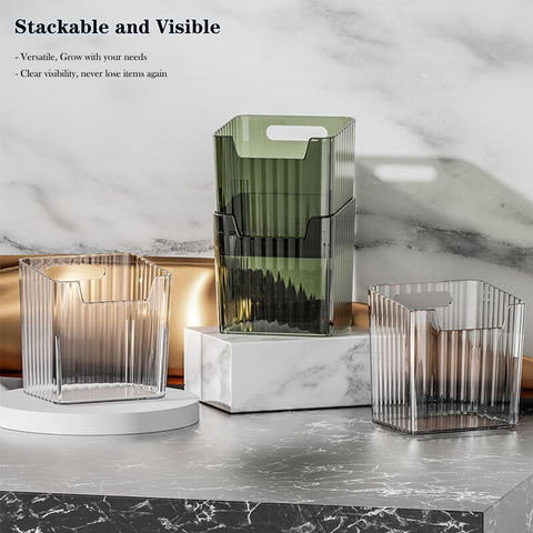 Lae Nuvole kitchen under-sink storage keeps small items visible and reachable.