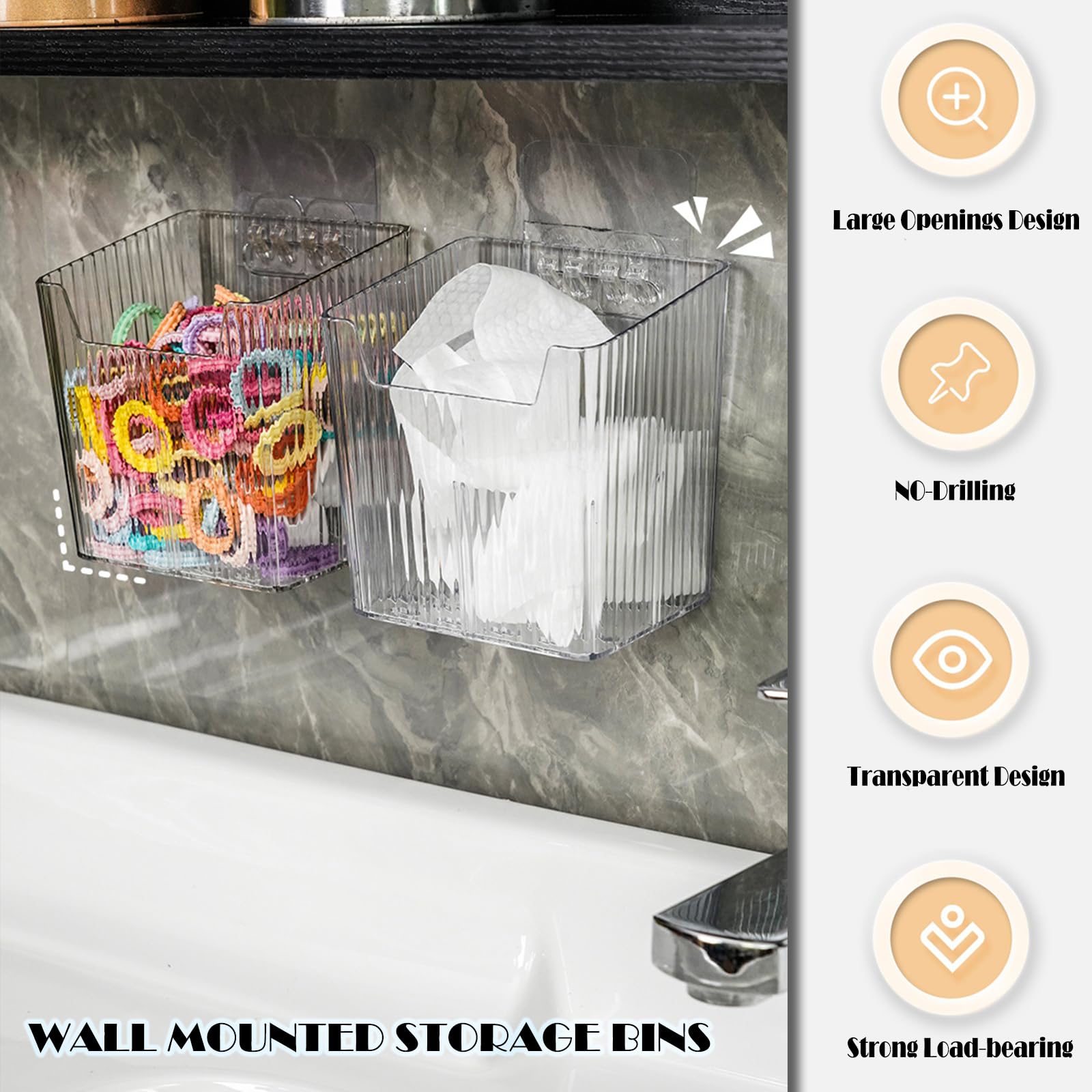 Lae Nuvole stackable wall bins maximize space by stacking when not in use.