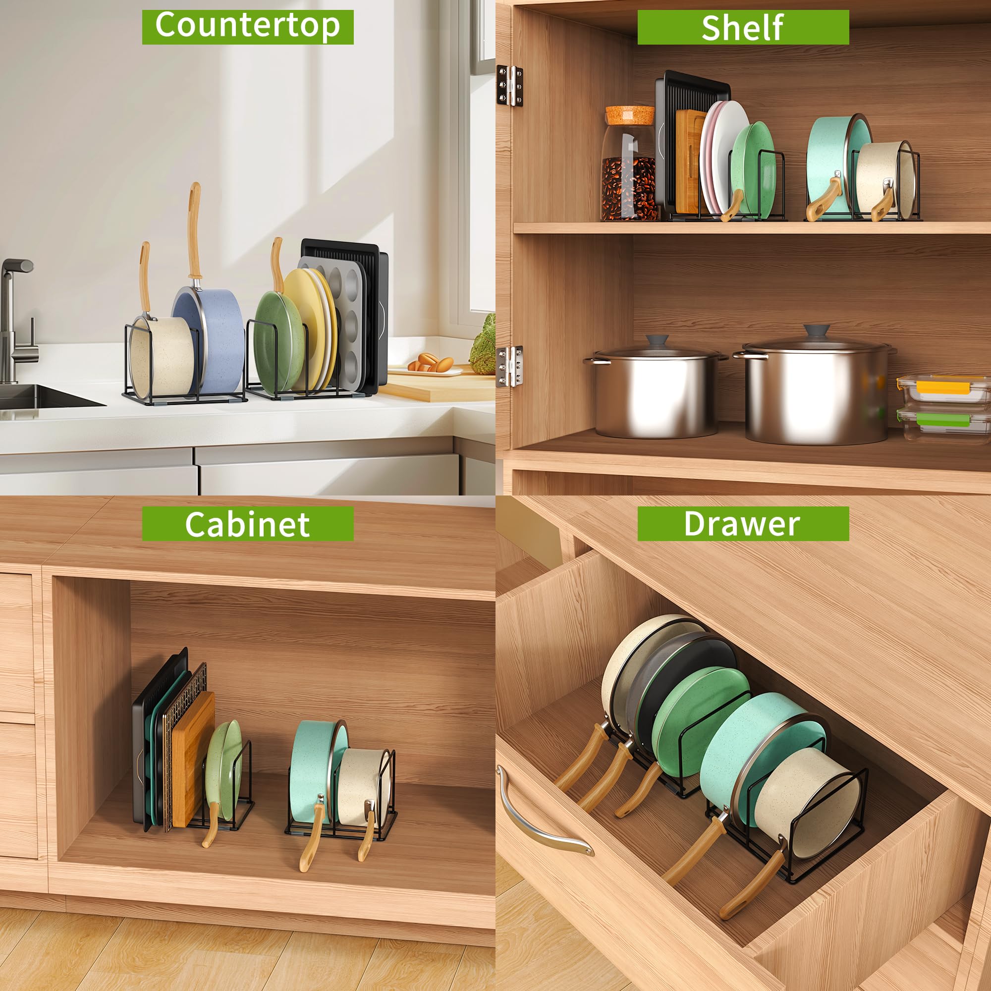 LAEMYFYRE cutting boards and baking sheets stay organized and easy to grab.