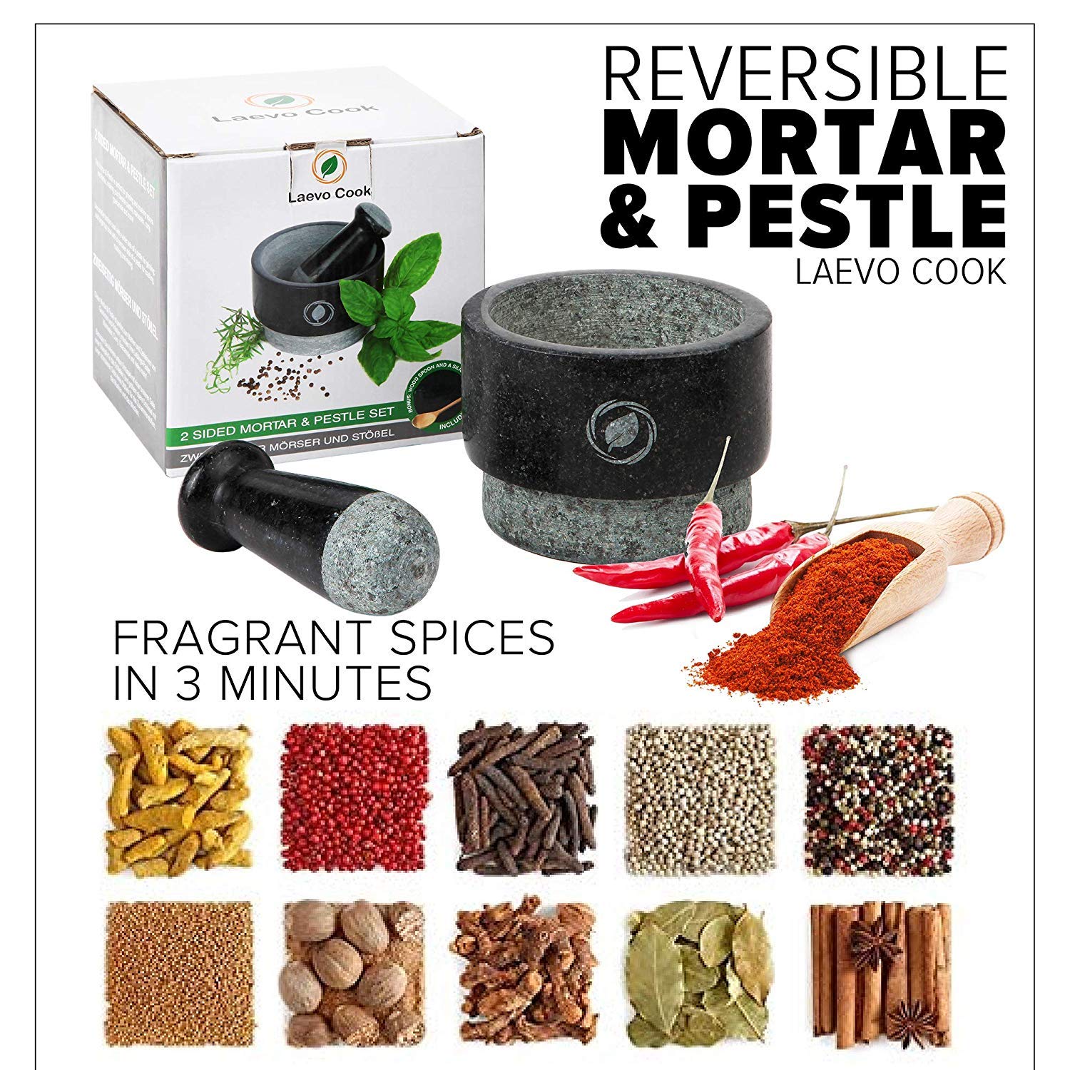 Laevo large mortar and pestle ideal for guacamole prep