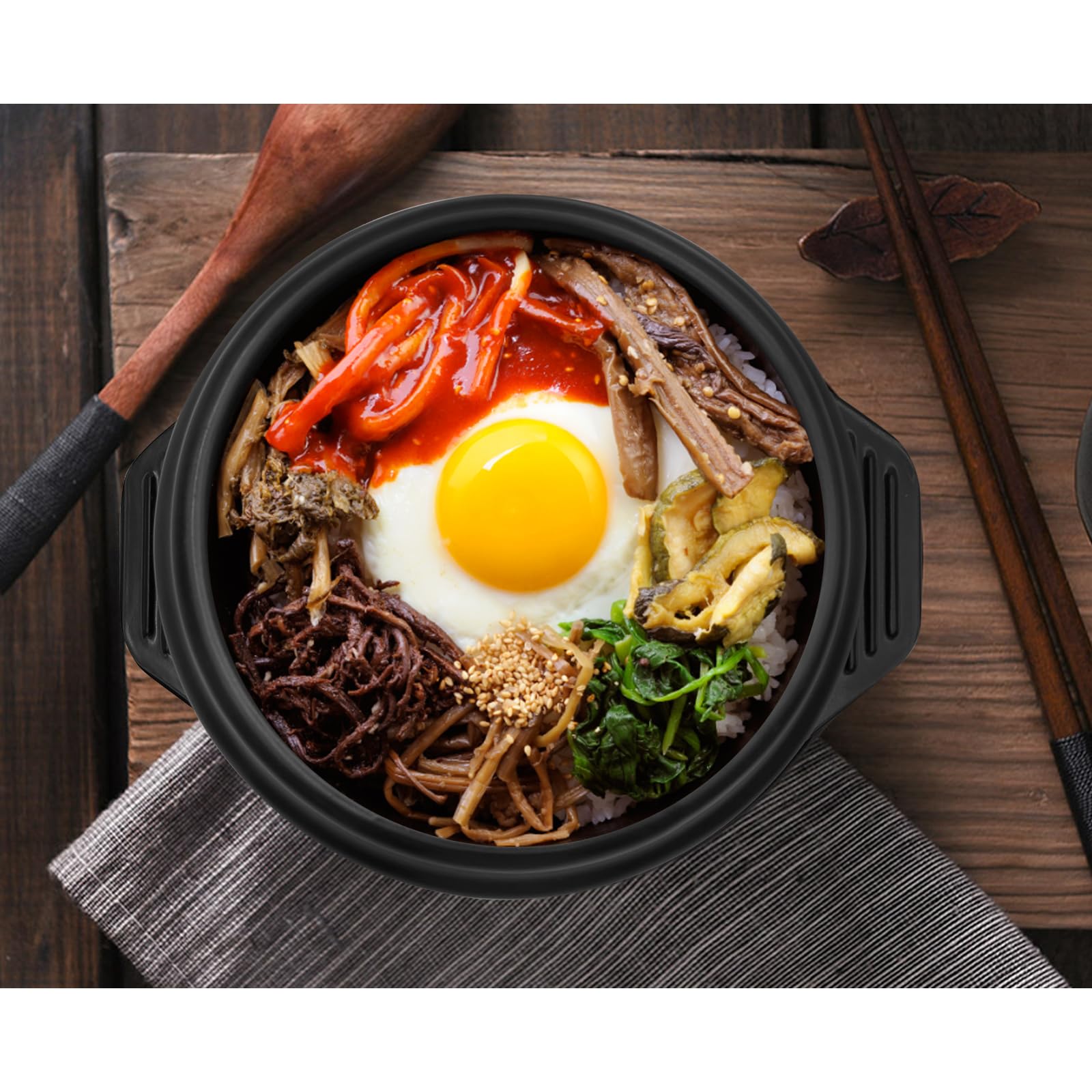 Laffoonparts bibimbap serving scene shows versatile meal presentation.