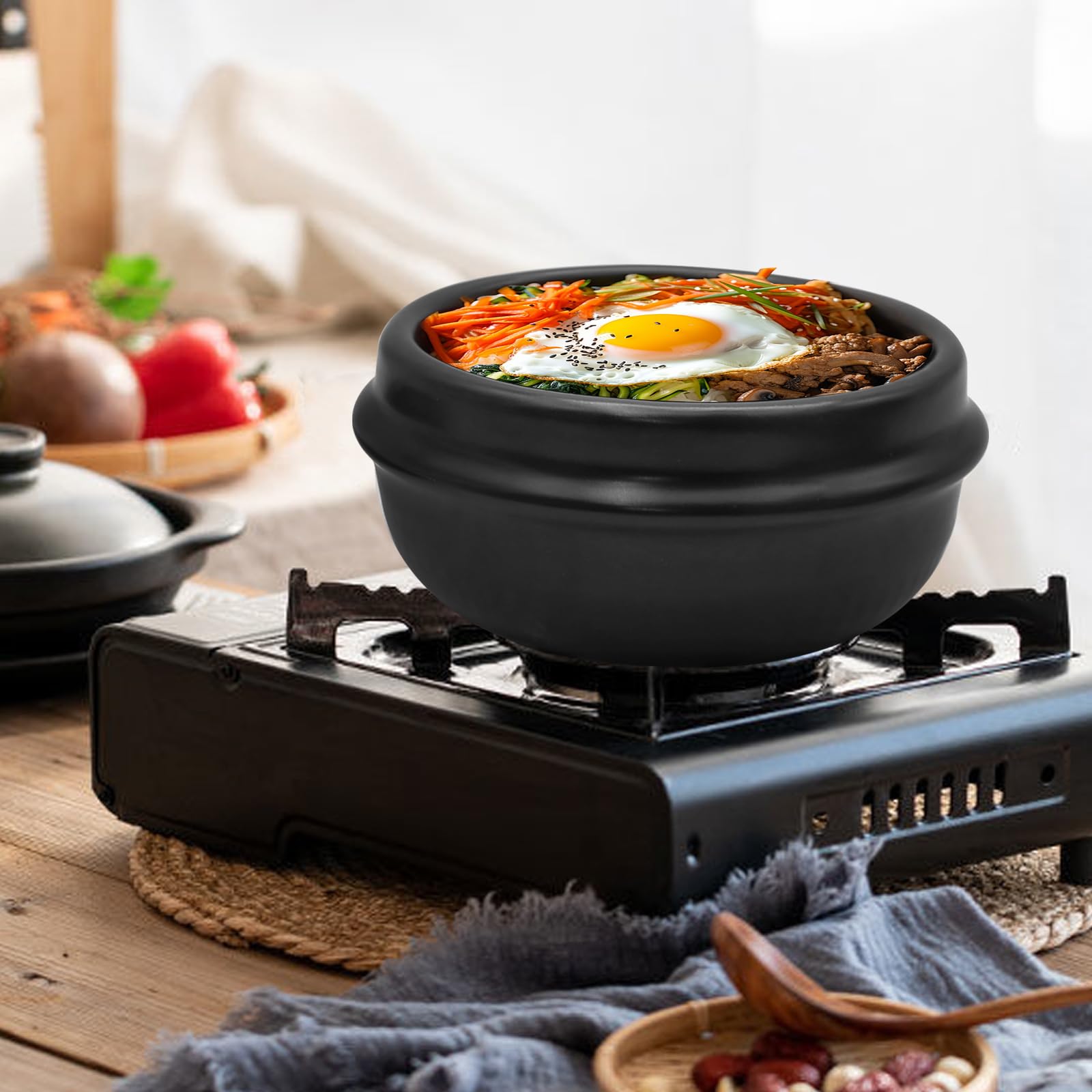 Laffoonparts tray base stabilizes hot bowl to protect surfaces.