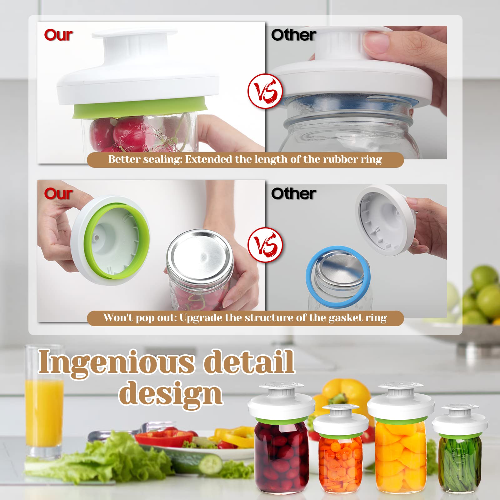 Lafinynp mason jar vacuum sealer regular-mouth keeps dry goods ready-to-use.