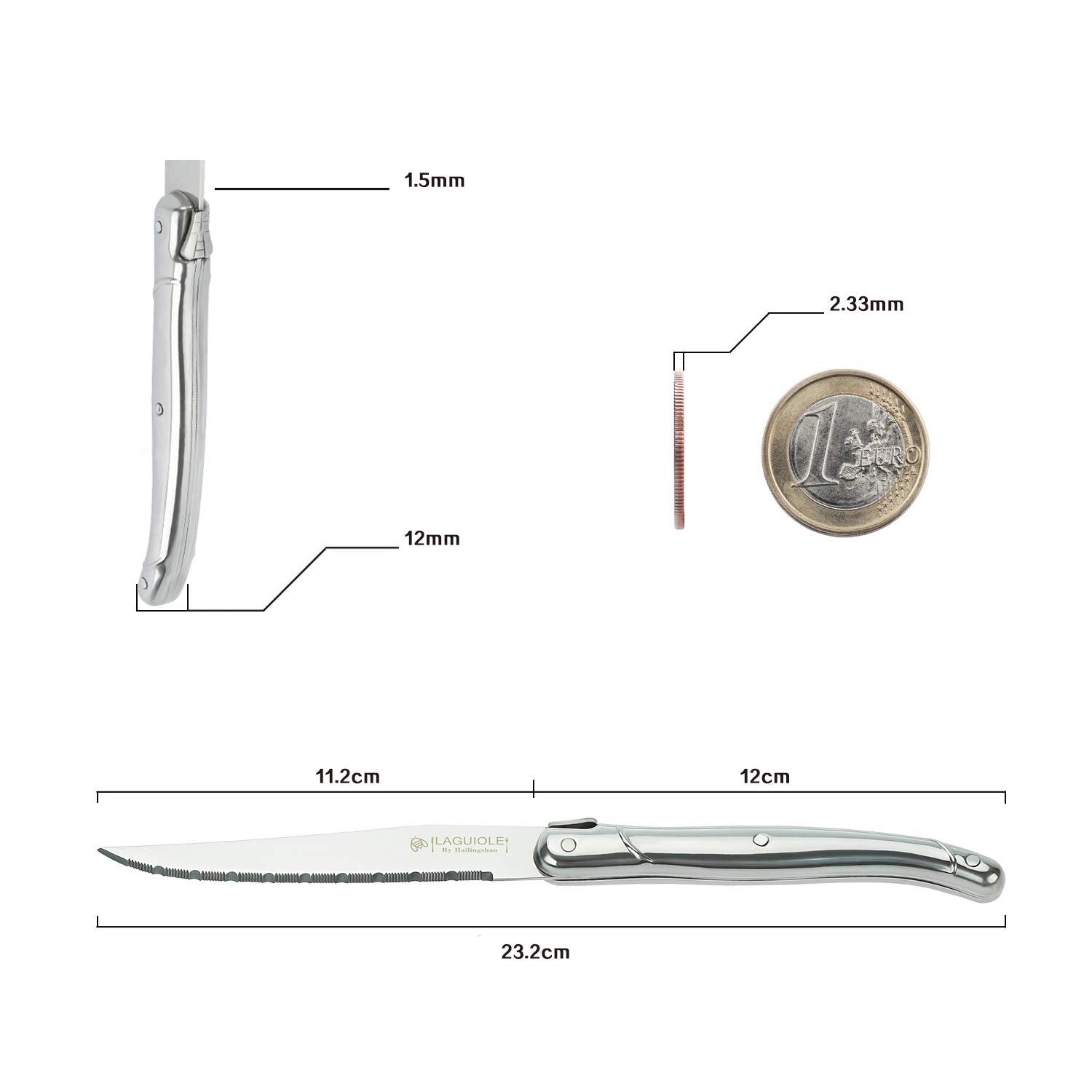 Laguiole by Hailingshan precision serrations glide through steak for clean portions.