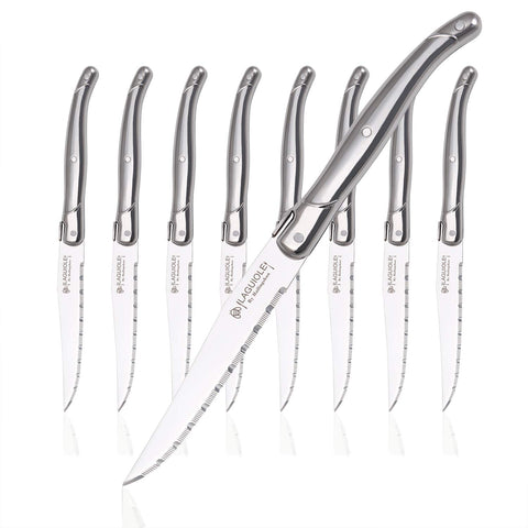 Laguiole by Hailingshan steak knives with serrated edge for effortless home cutting.