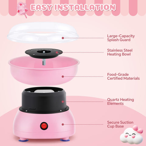LAICAIO cotton candy machine pink side view ideal for family celebrations