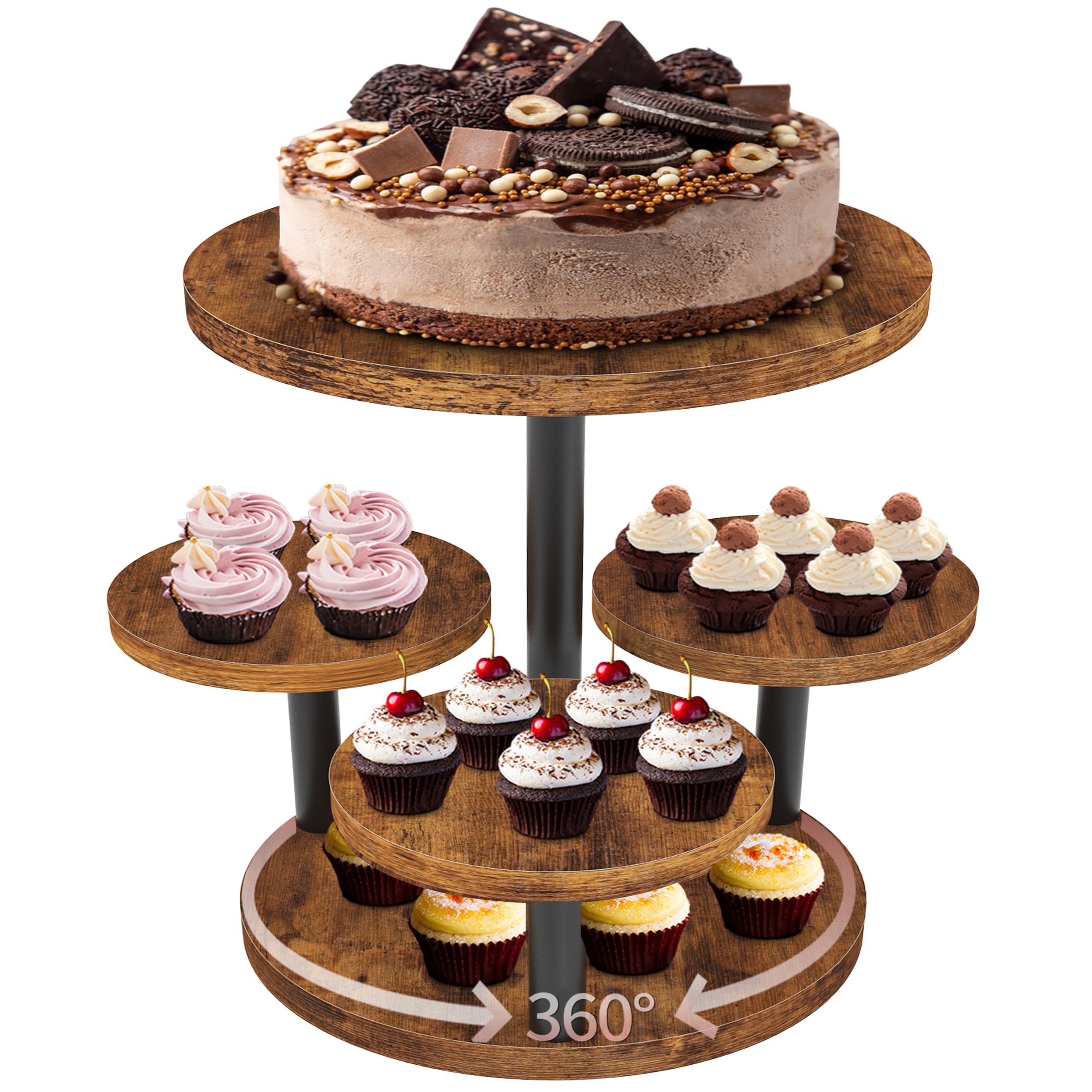 LAIDUOLEOE cupcake stand with rotating base for easy self-serve at events
