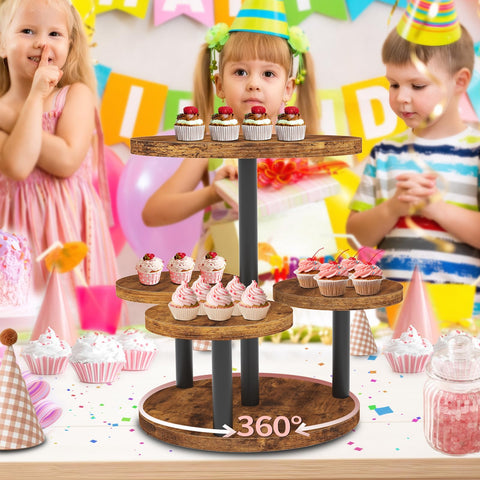 LAIDUOLEOE dessert table display sturdy wood finish complements rustic decor