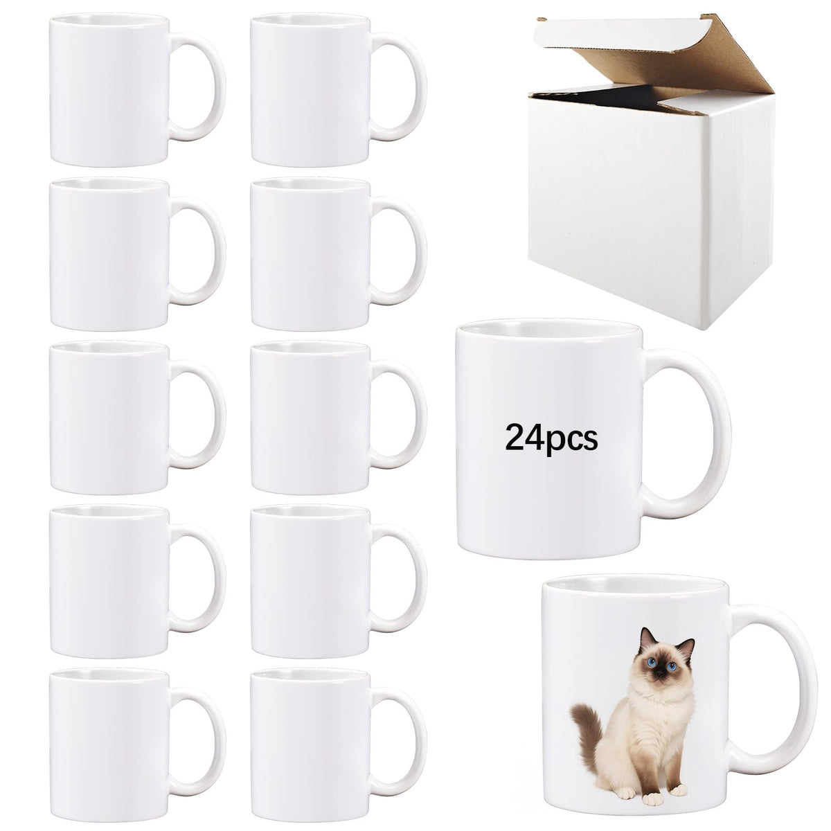 LaiHiulaan 11oz sublimation mug blank with round handle for vibrant personalization.