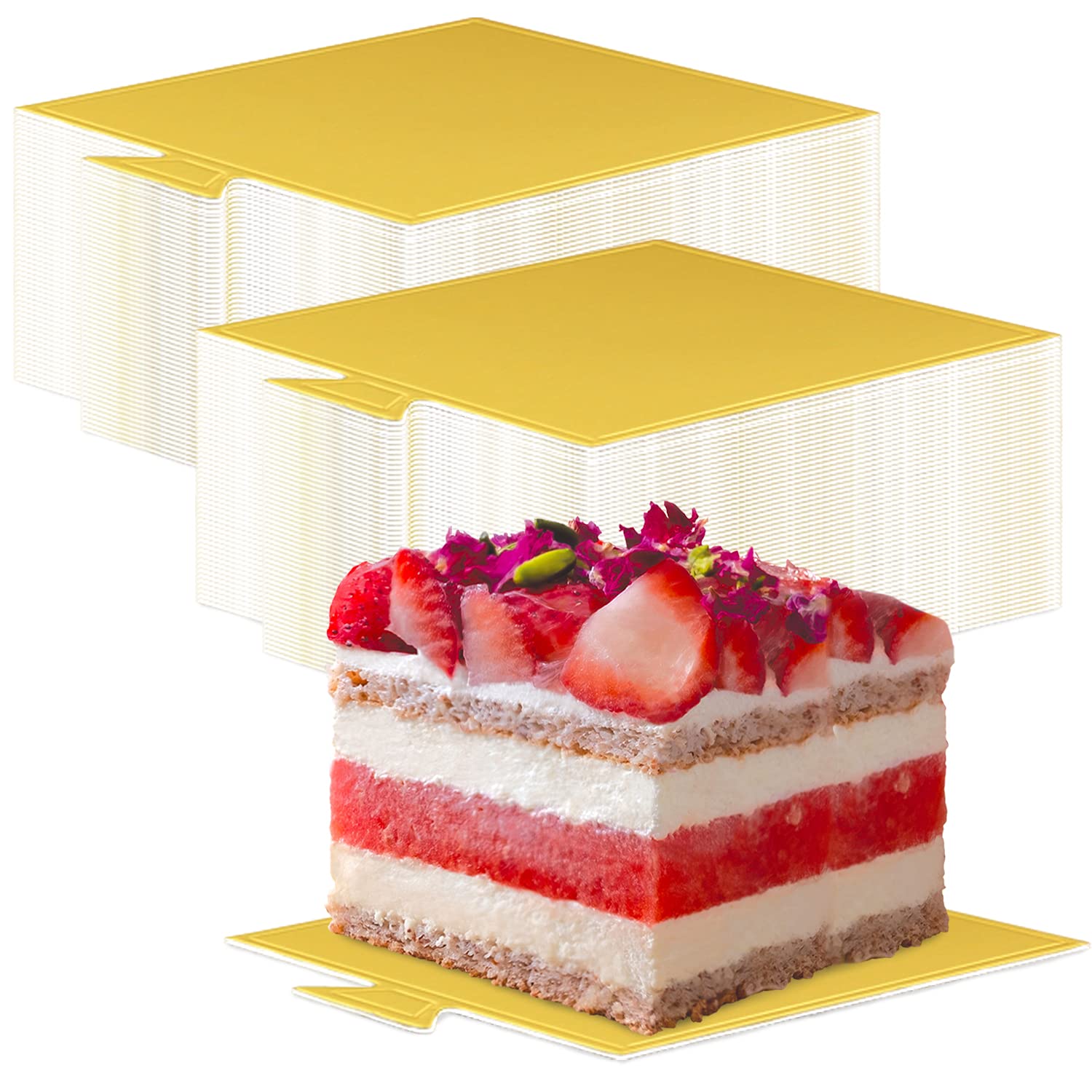 Lainrrew golden square cake board packaging enhances presentation while protecting pastries during transport
