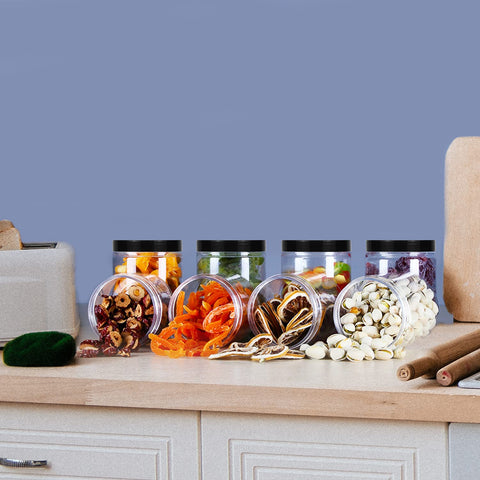 Lainrrew multiuse jars store cookies, spices, candies and more with clear visibility.