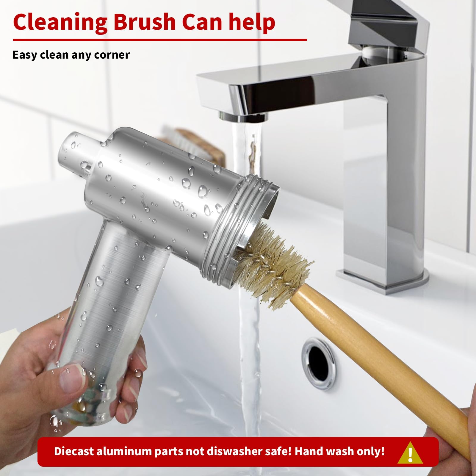 LAISGOO cleaning brush aids reaching hidden crevices after use.