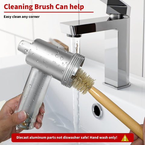 LAISGOO cleaning brush aids reaching hidden crevices after use.