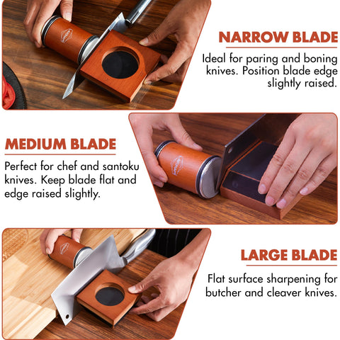 Magnetic holder keeps knives securely attached while sharpening