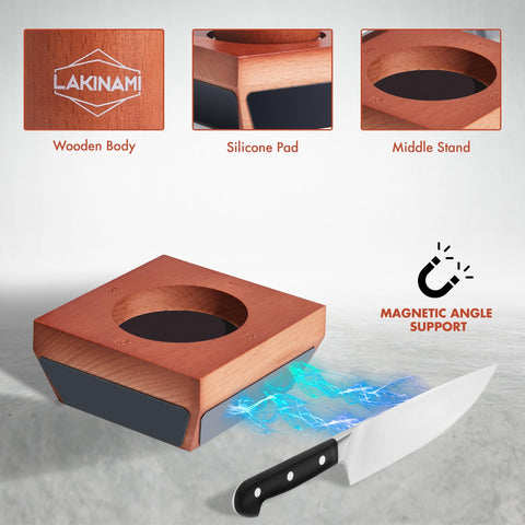 Premium wood base with strong magnets for stable use