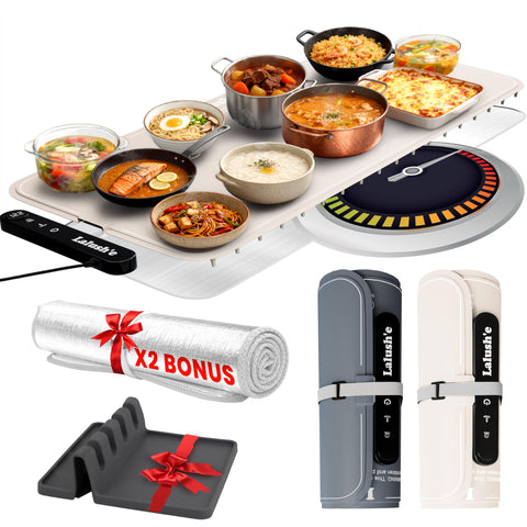 Lalush'e Food Warming Mat extralarge heats meals evenly for busy family dinners.